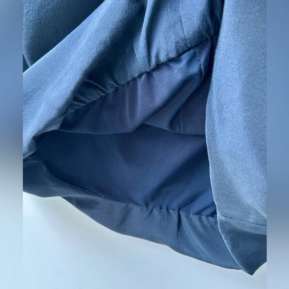 EUC Yoana Baraschi Anthropologie Silk Navy Draped pencil skirt, size 8